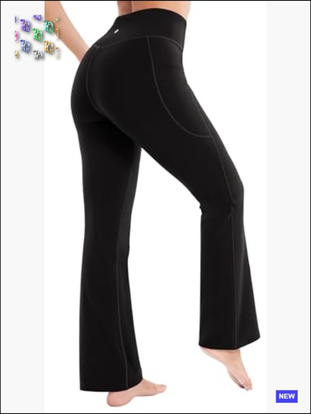 Fleece Lined High Waist Flare Leggings with Pockets Thermal Winter Yoga Pants - Picture 2 of 6